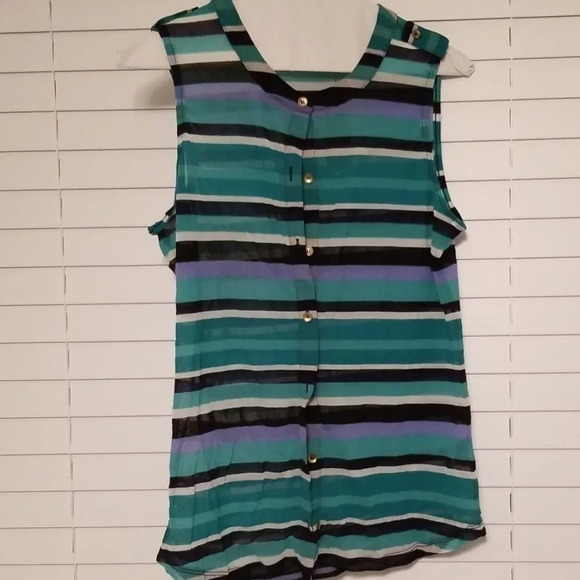 The Limited Women Button Down Stripe Sleeveless Blouse - Size Small - EUC - Picture 1 of 1
